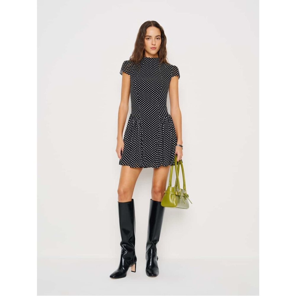 NWT Reformation Maven Mini Dress in Caviar Size 0